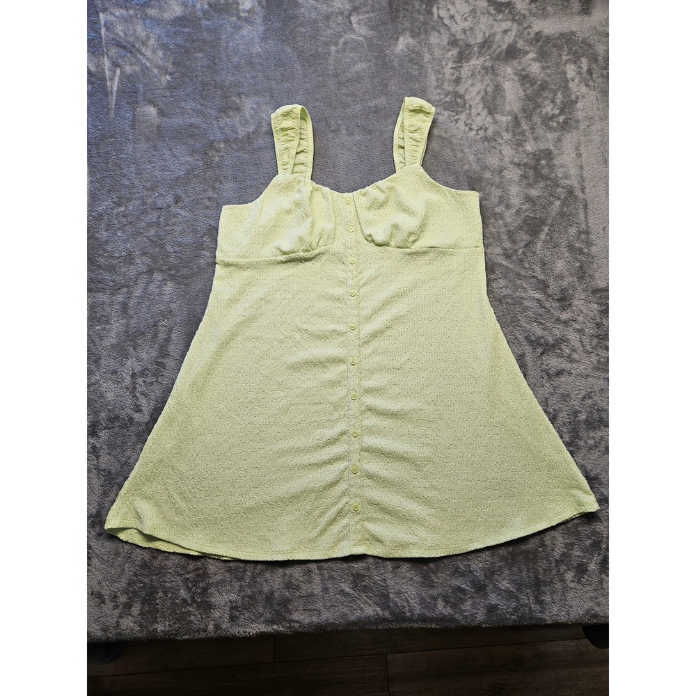 No Boundaries Lime Green Textured Button Front Mini Dress Plus Size XXL 20